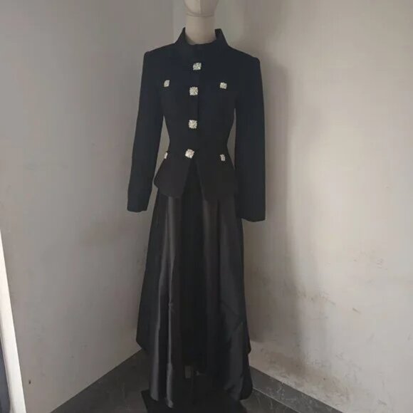 self-portrait Black Boucle Taffeta Midi Dress - Picture 2 of 11